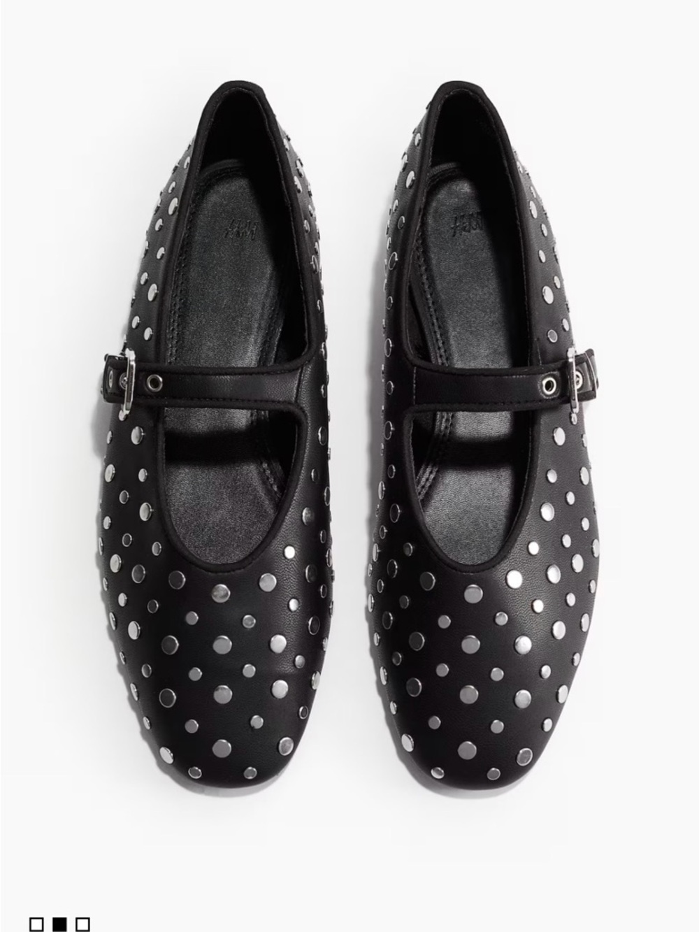 H&M Black Mary Jane Flats with Silver Stud Dots